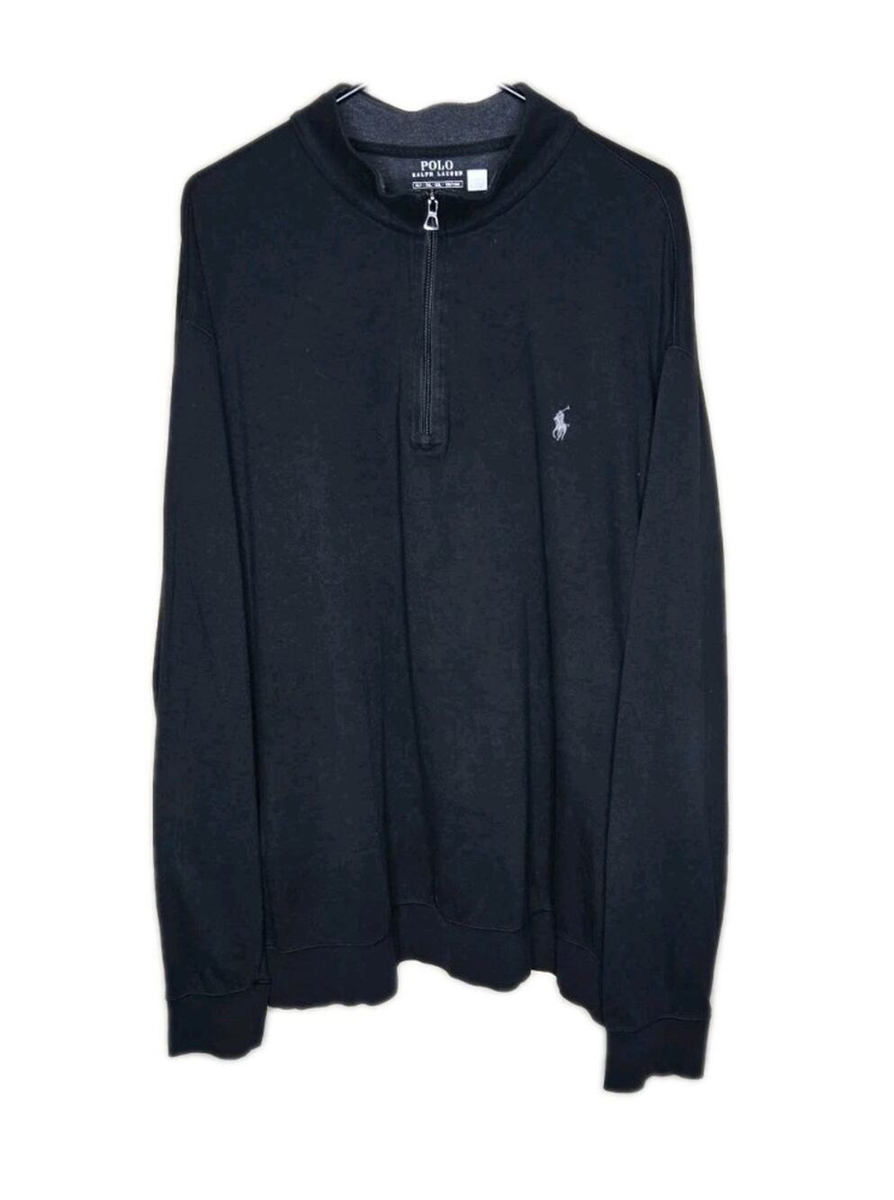 Polo Ralph Lauren Men's Luxury Jersey Quarter-Zip Pullover, Black, XLT $138